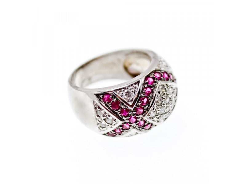 925 Sterling Silver White and Pink Topaz Ring Size 8