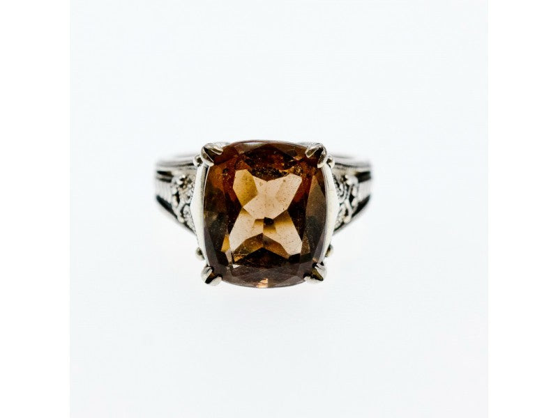 925 Sterling Silver Brown Smoky Quartz Ring Size 6.5