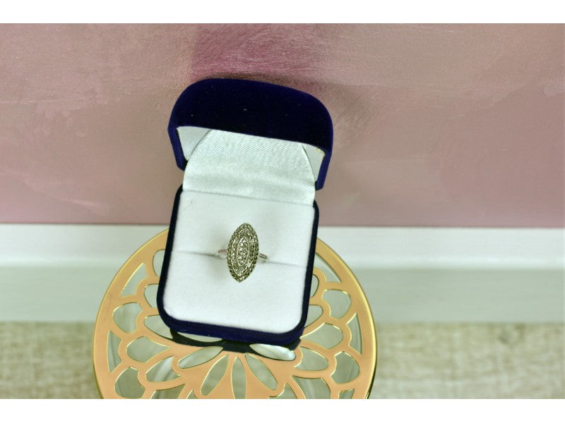 925 Sterling Silver Marcasites Ring Size 6.5