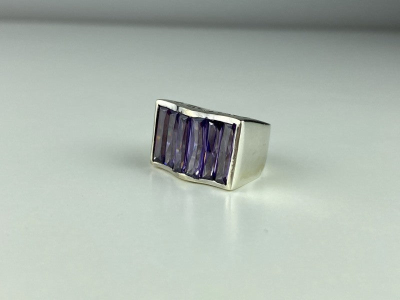 925 Sterling Silver Purple Tourmaline Ring Size 6