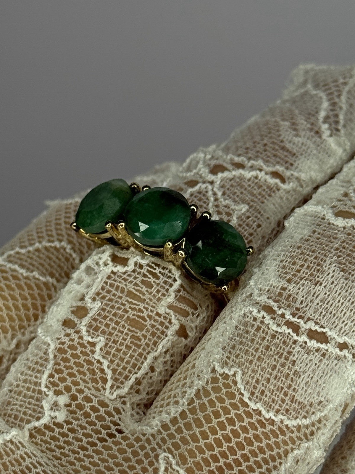 925 Sterling Silver Gold Plated Malachite Ring Size 7