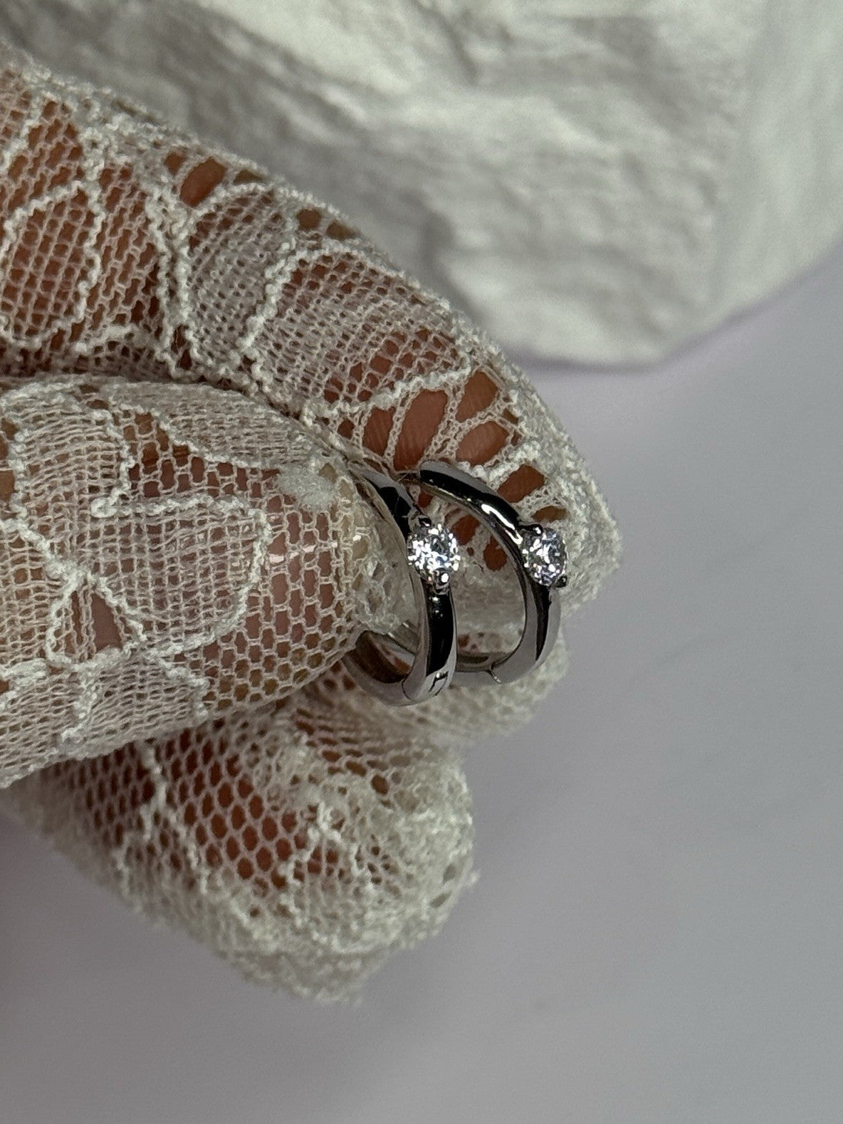 925 Sterling Silver Minimalist CZ Earrings Length 0.5 Inch