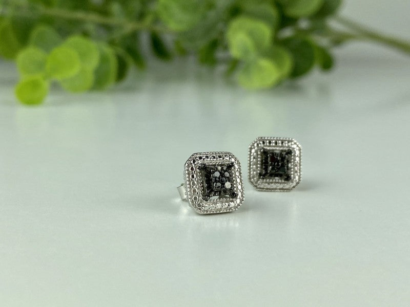 925 Sterling Silver Black Spinel Stud Earrings