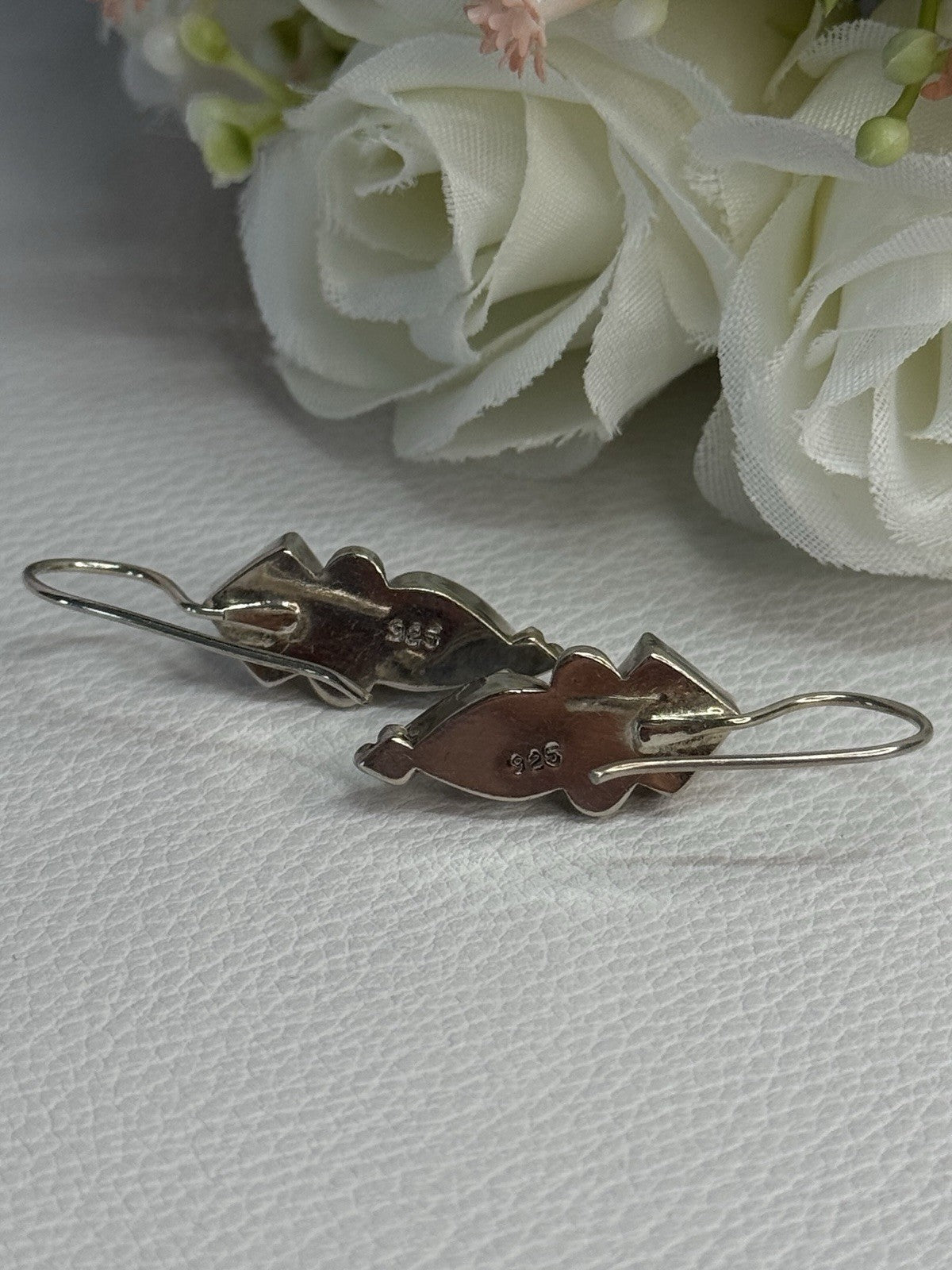 925 Sterling Silver Amethyst & Moonstone Earrings Length 1.30 Inch