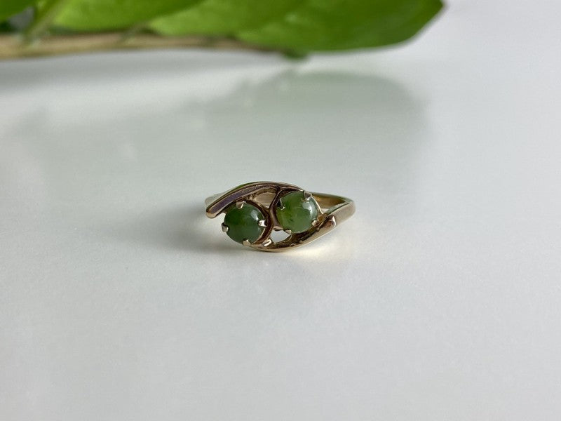 925 Sterling Silver Gold Plated Nephrite Ring Size 7