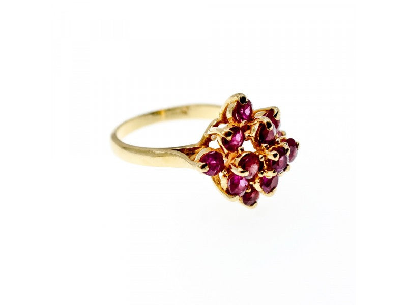 14K Yellow Gold Ruby Ring Size 6.75