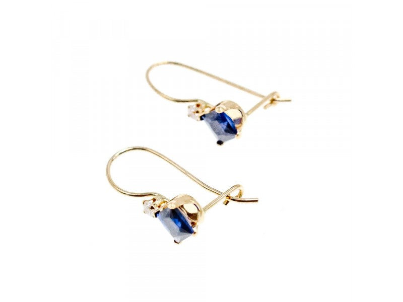10K Yellow Gold Sapphires & Diamonds Earrings