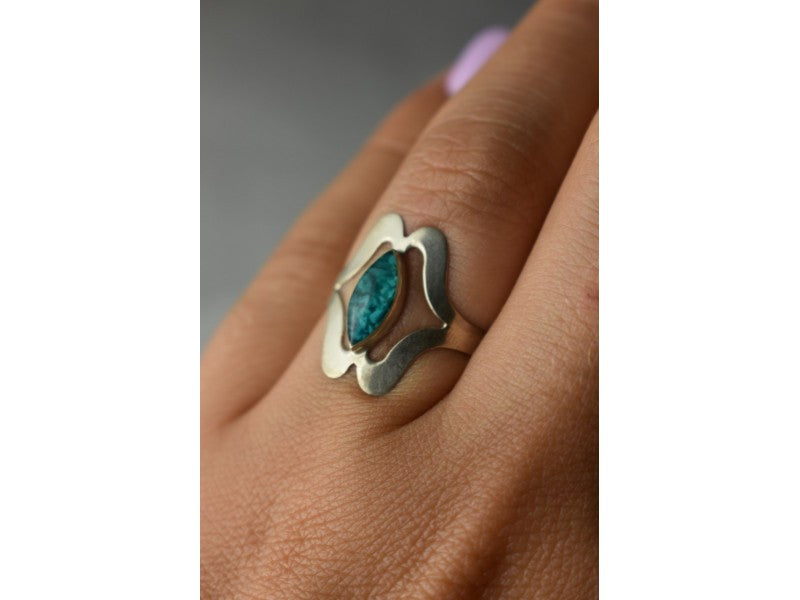 925 Sterling Silver Chinese Turquoise Ring Size 6.75 Mexico
