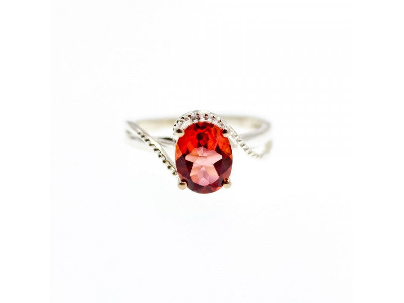 925 Sterling Silver Red Spinel Ring Size 7