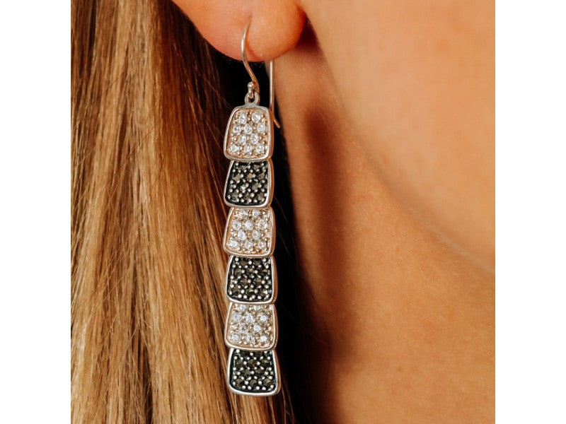 925 Sterling Silver CZ & Marcasites Earrings