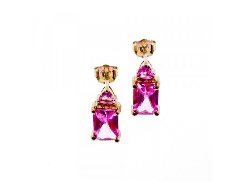 925 Sterling Silver Pink Topaz Stud Earrings