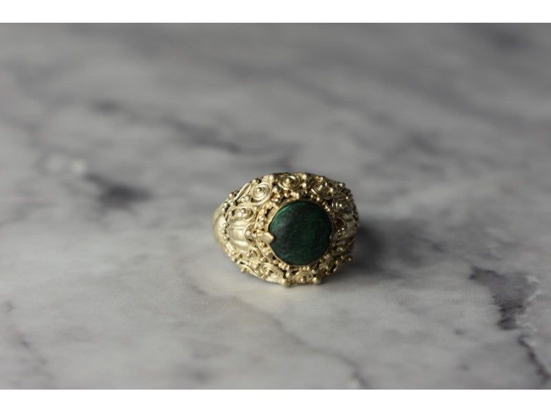 Vintage 925 Sterling Silver Malachite Ring Size 5.5