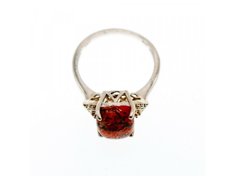 Vintage 925 Sterling Silver Jasper Ring Size 6.5