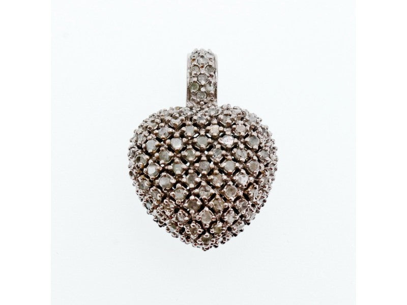 925 Sterling Silver White & Black Spinel Heart Pendant