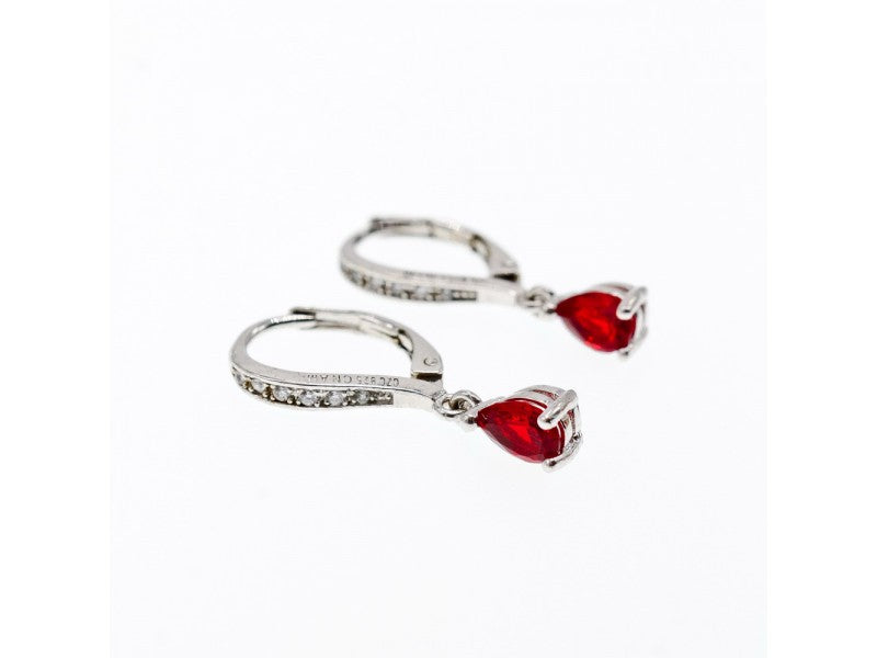 925 Sterling Silver Ruby & CZ Earrings