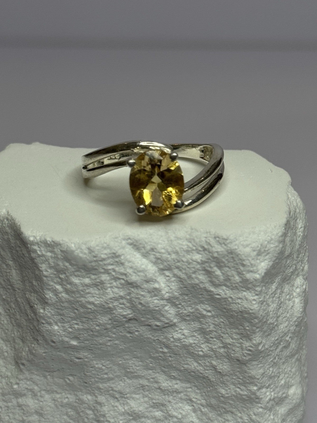 925 Sterling Silver Citrine Ring Size 8