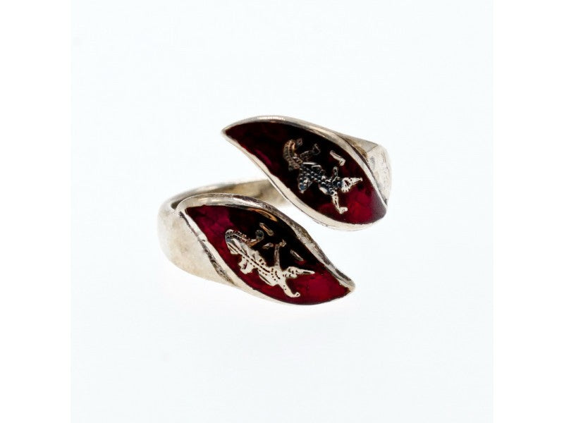 925 Sterling Siamese Silver Enamel Ring Size 5.5 (Adjustable)