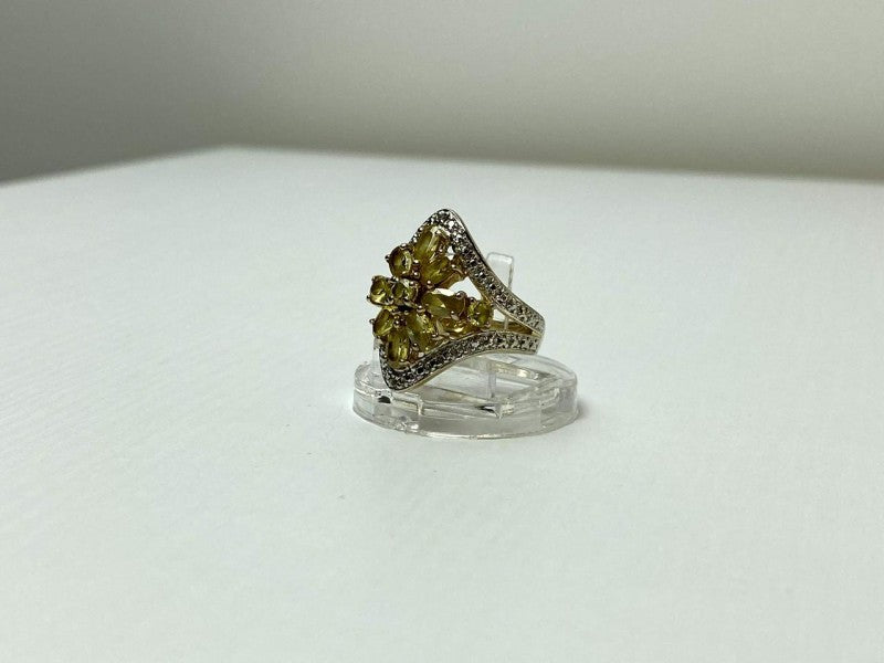 925 Sterling Silver Gold Plated Citrine Ring Size 5.5