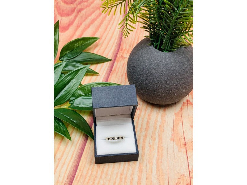 925 Sterling Silver Black Spinel & CZ Ring Size 8.5