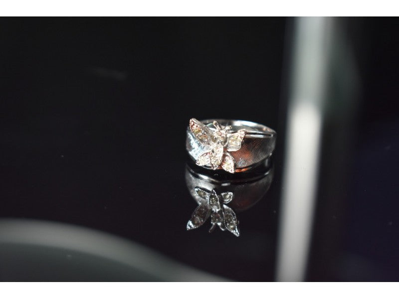 925 Sterling Silver CZ "Butterfly" Ring Size 9