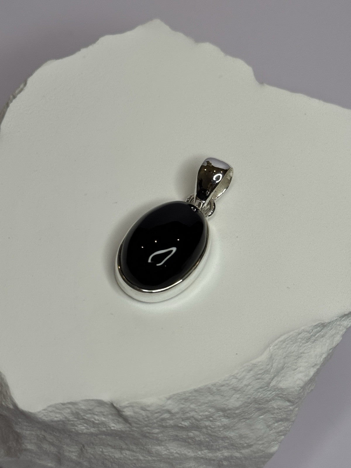 925 Sterling Silver Black Onyx Pendant Length 1.2 Inch