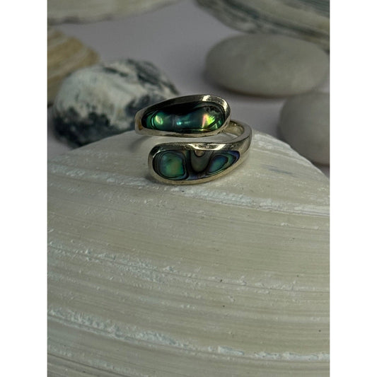 925 Sterling Silver Abalone Ring Size 7.5 adjustable