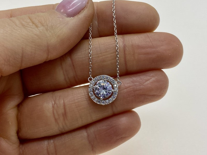 925 Sterling Silver CZ Pendant Necklace
