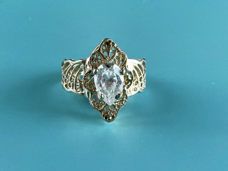 925 Sterling Silver White CZ Openwork Ring Size 6.5