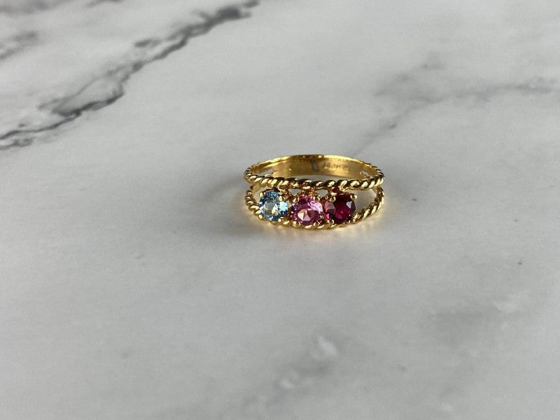 GOLD PLATED RING WITH MULTICOLOR CZ SIZE 6.5