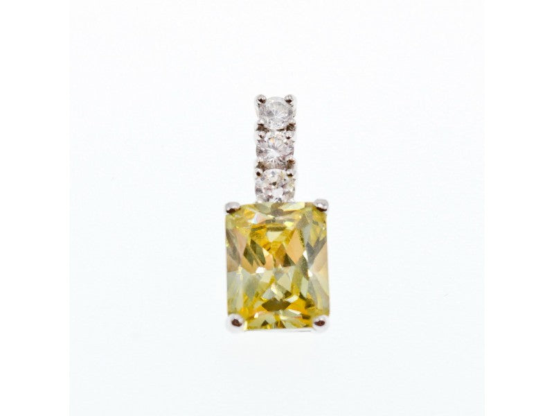 925 Sterling Silver Yellow & White CZ Pendant