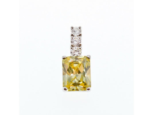 925 Sterling Silver Yellow & White CZ Pendant