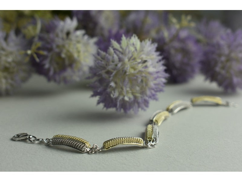 925 Sterling Silver Gold Plated Bracelet Italy Size 7.5 IN