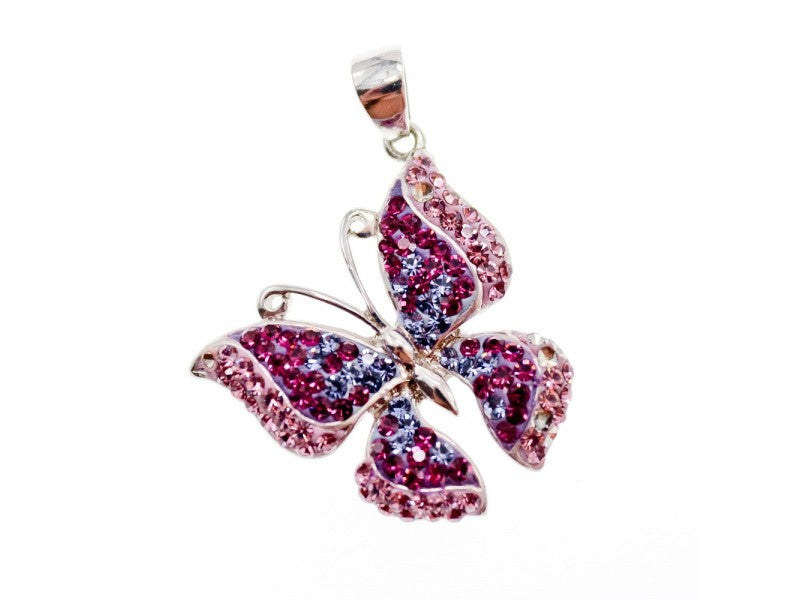 925 Sterling Silver Multicolor CZ "Butterfly" Pendant