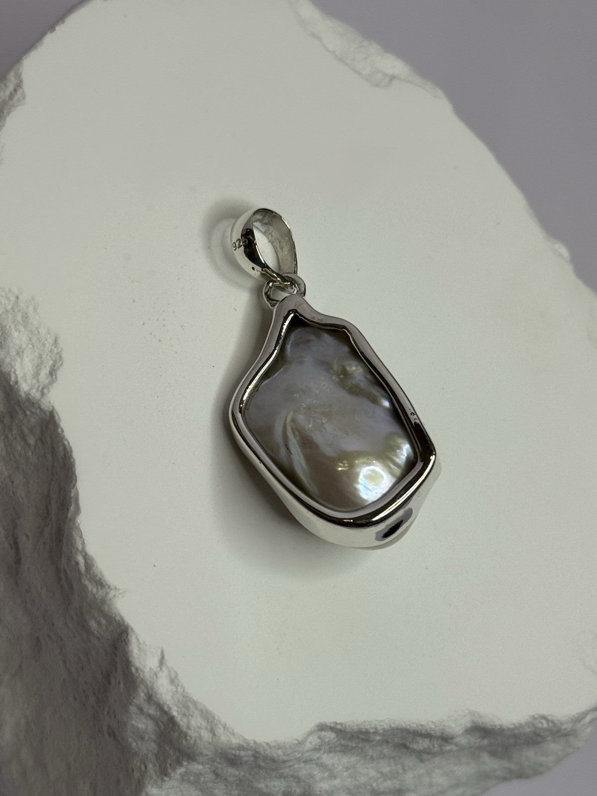 925 Sterling Silver Pearl Pendant Length 1.3 Inch
