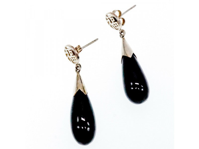 925 Sterling Silver Black Jasper Stud Earrings