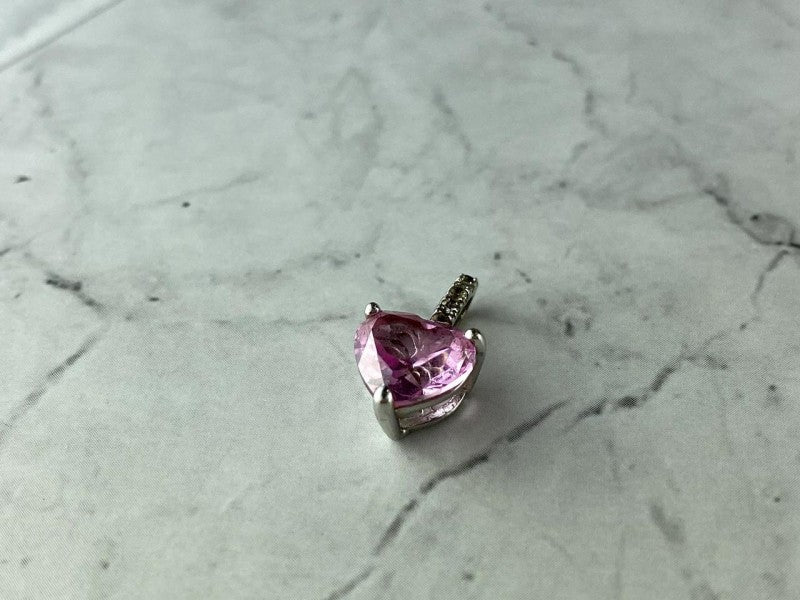 925 Sterling Silver Morganite and CZ "Hearts" Stud Earrings & Pendant Set