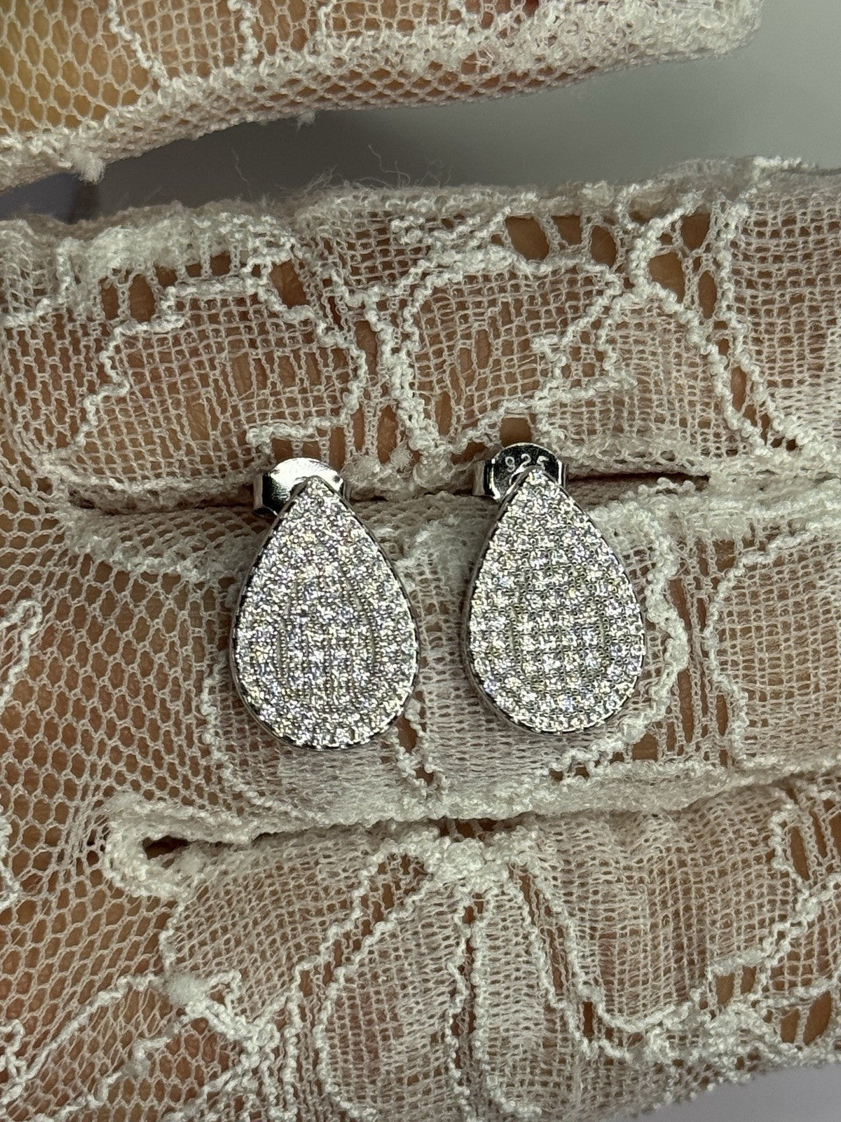 925 Sterling Silver Drop CZ Earrings Length 0.65 Inch