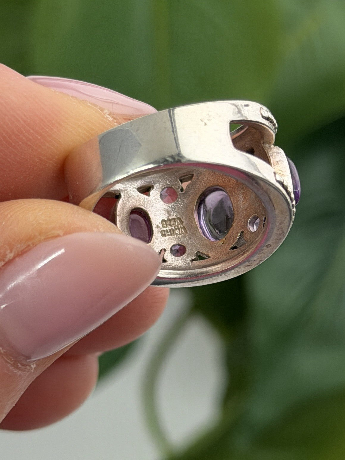 925 Sterling Silver Purple Tourmaline Ring Size 6