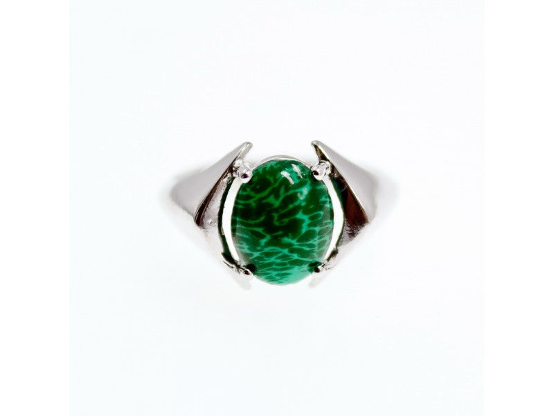 925 Sterling Silver Malachite Ring Size 7
