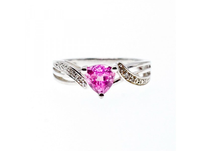 925 Sterling Silver Pink Spinel & CZ Ring Size 7