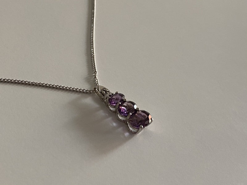 Chain With Pendant Purple CZ