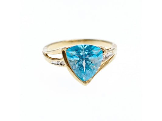10K Yellow Gold Topaz & Diamonds Ring Size 7