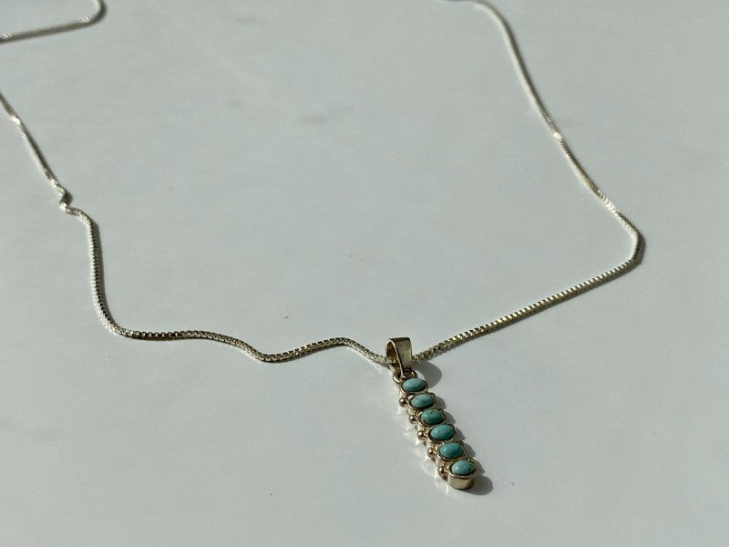 925 Sterling Silver Turquoise Chain With Pendant Italy