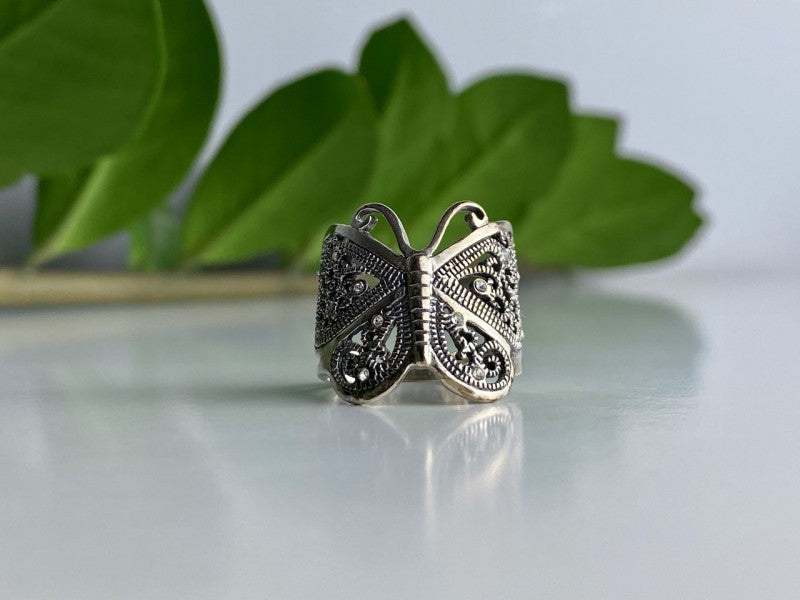 925 Sterling Silver CZ "Butterfly" Ring Size 7