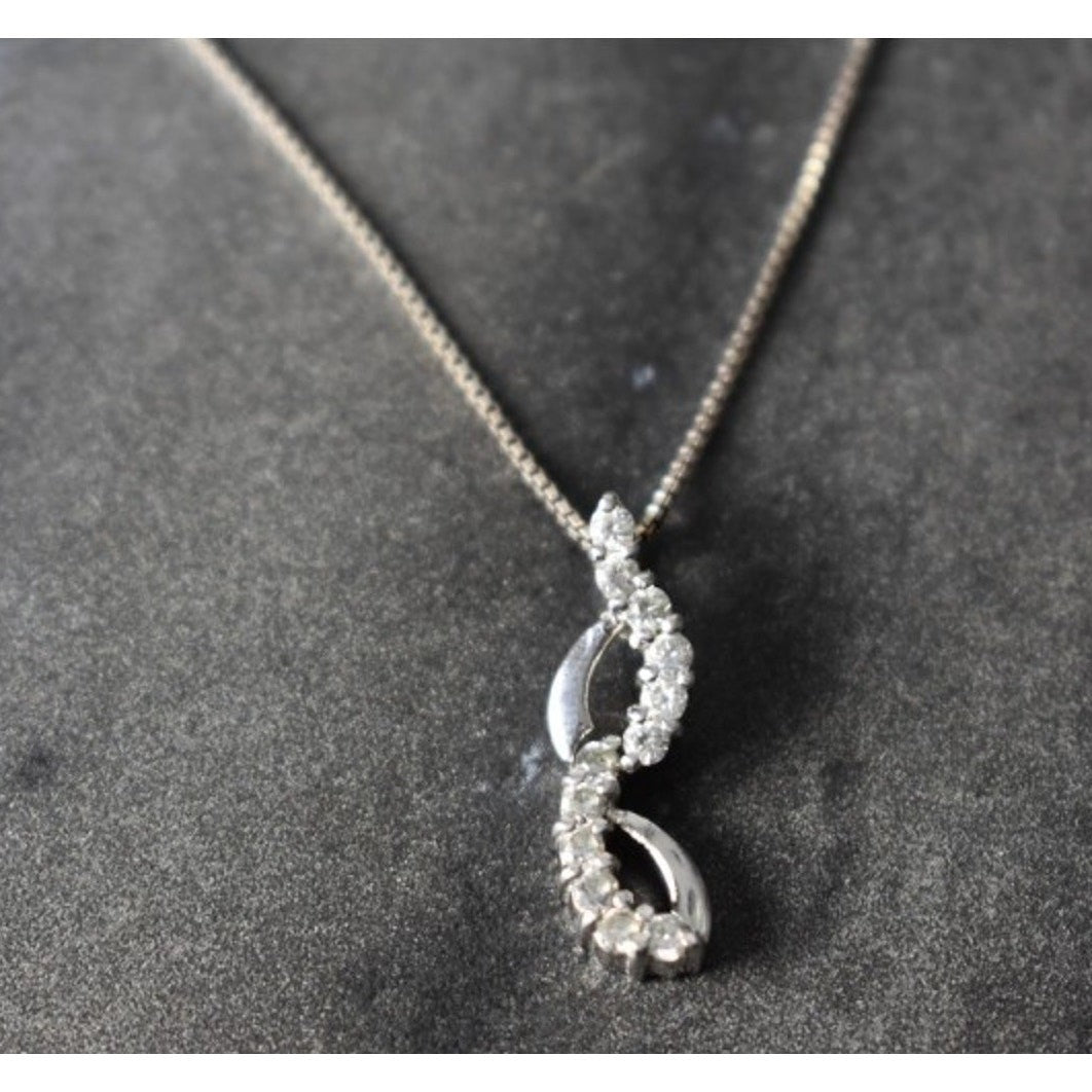 925 Sterling Silver CZ Chain With Pendant Italy