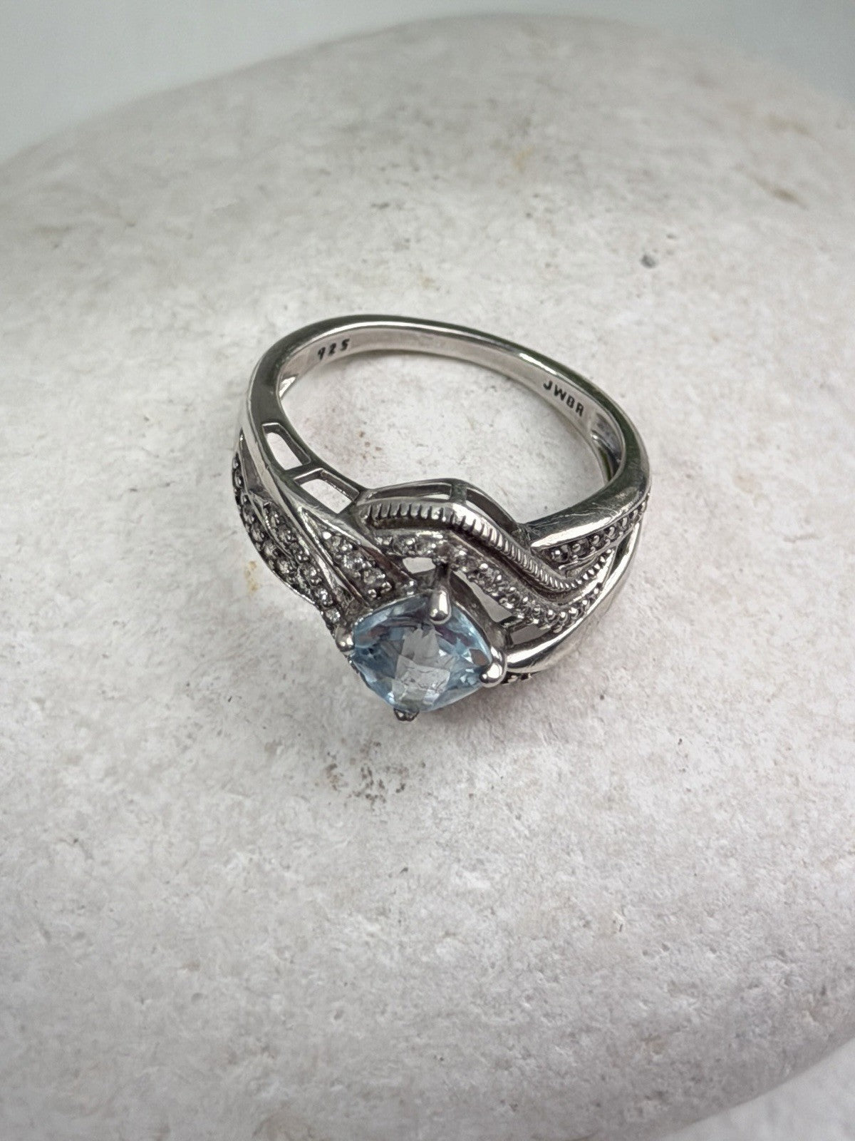 JWBR 925 Sterling Silver Topaz & Beryl Ring Size 7