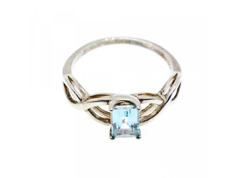 925 Sterling Silver Blue Spinel Ring Size 11.25