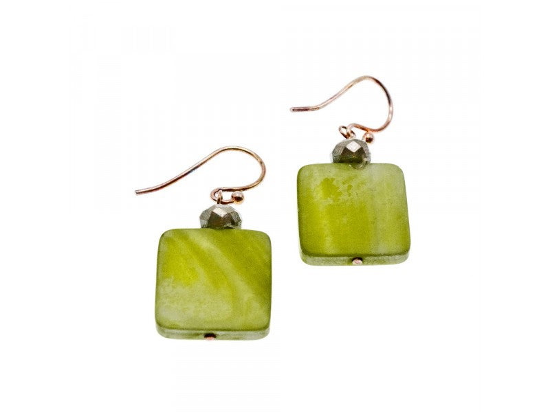 925 Sterling Silver Green Agate Earrings