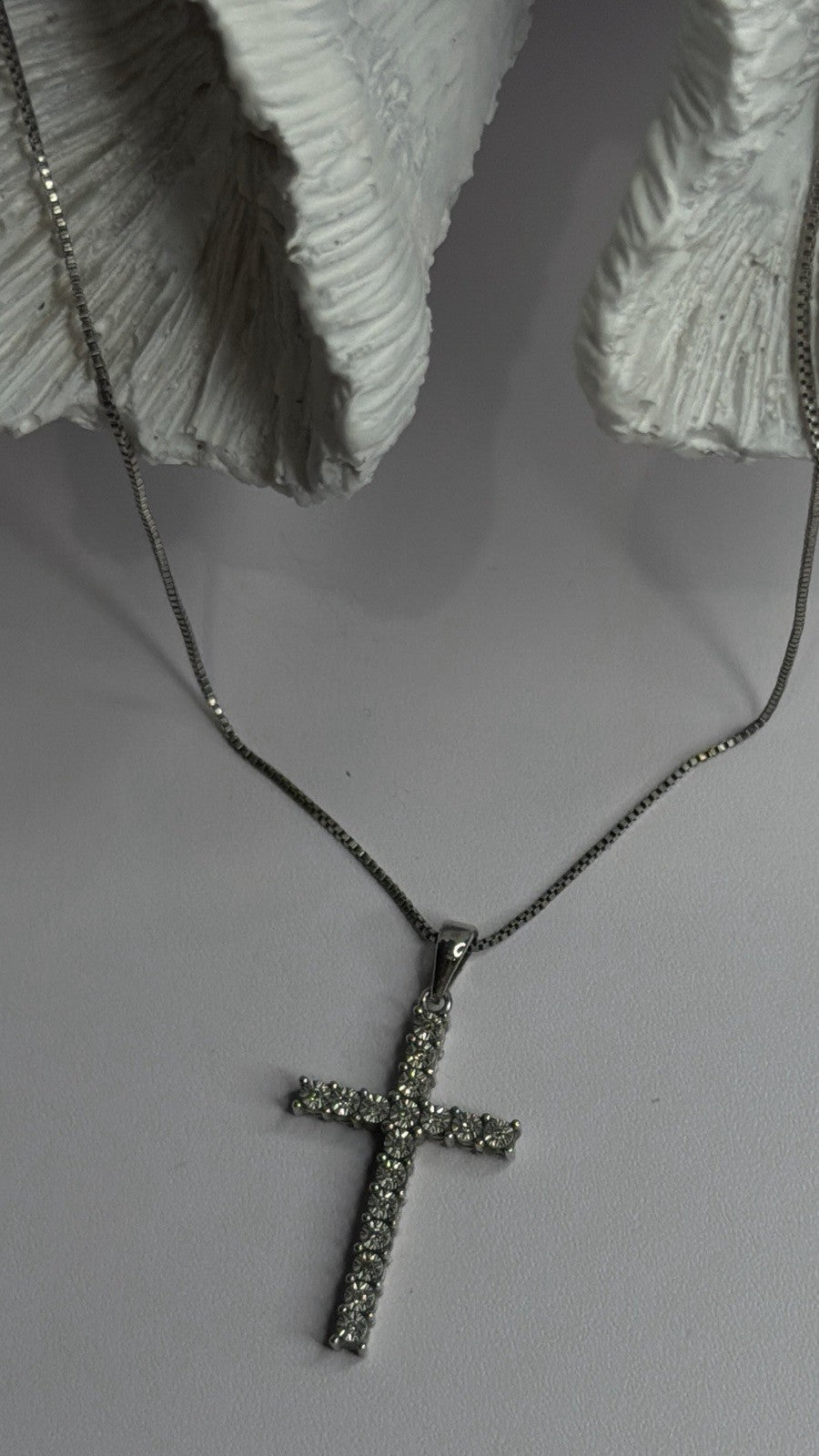 925 Sterling Silver Diamonds Cross Necklace