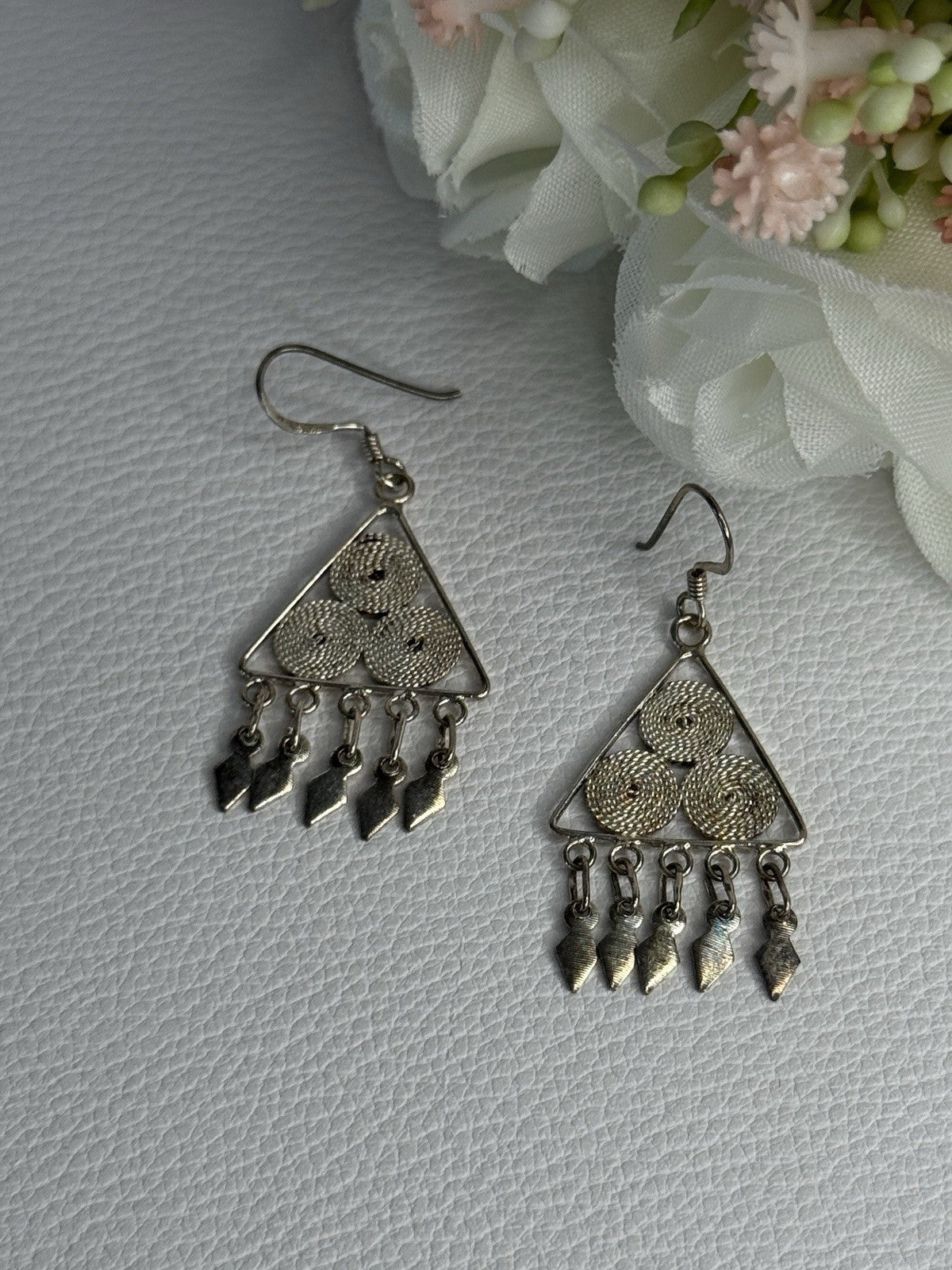 925 Sterling Silver Earrings Length 1.70 Inch